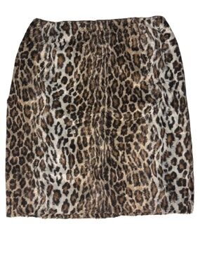Peter Nygard Leopard Print Faux Fur Pencil Skirt Vintage Size 14 NWOT